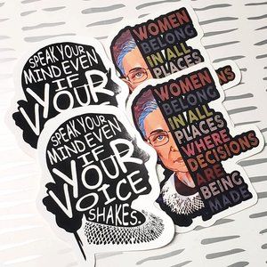 RBG Ruth Bader Ginsburg Feminist Bundle of 4 Vinyl Stickers